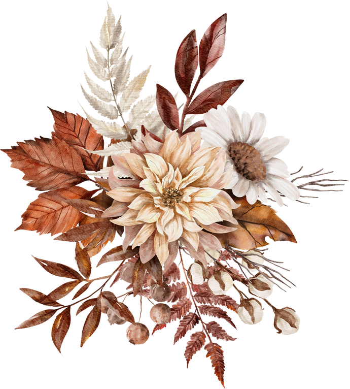 Vintage Autumn Flower Bouquets watercolor
