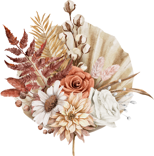 Vintage Autumn Flower Bouquets watercolor